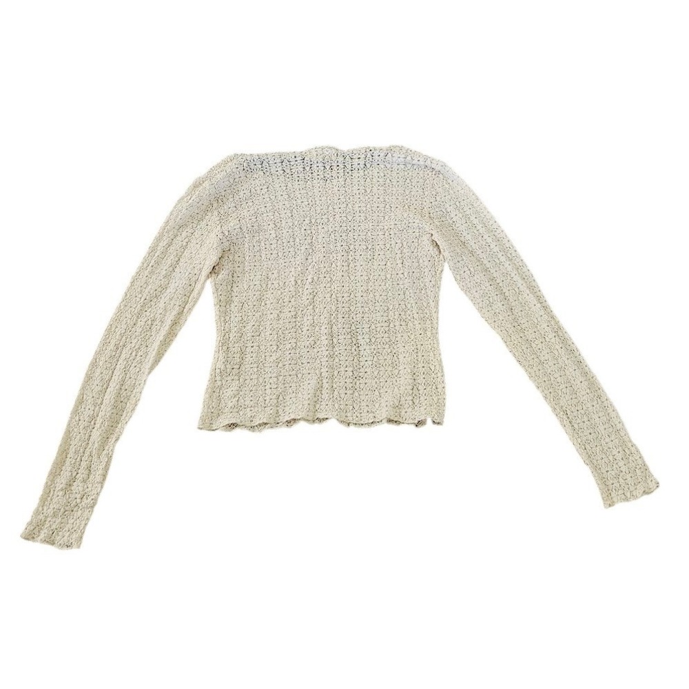 Natural Life Womens Cream Floral Lace Knit Long Sleeve Crew Neck Top Medium - Picture 6 of 6